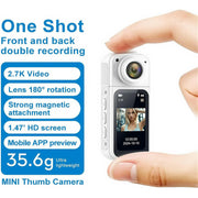 MUSICOZY Wearable Body Camera, 128GB, 2.7K FHD, 170 Wide-Angle Lens, 180 Rotate, Thumb Size, White