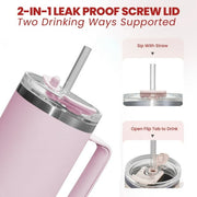 JUSTLET JUSTLET-0003 40 oz Stainless Steel Vacuum Insulated Travel Tumbler, Blush
