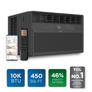 TCL W10WC72-B 10,000 BTU Smart Inverter Window Air Conditioner (Black) - 450 Sq Ft, Up to 46% Energy Savings, Quiet Cooling Tech, 3-in-1 Cooling, Fan & Dehumidifier, Matter Wi-Fi, Remote Control, Black