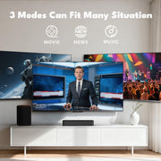 Dammyty Soundbar with Bluetooth 5.4, Wireless Subwoofer, 3D Surround Sound, Adjustable Bass, Multiple Inputs