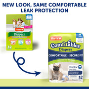 Hartz Comfitables Disposable Dog Diapers, Unisex, Medium, Adjustable Tail Hole, Velcro Tabs, Breathable Fit, 32 Count