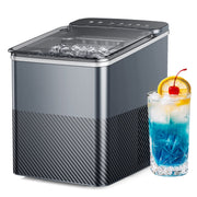 Simzlife Portable Ice Maker Countertop, 9 Bullet Ice Cubes Ready in 6 Minutes, 26 lb Daily Capacity, Self-Cleaning, Quiet Operation, Gray