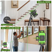 Wildora Laser Level, 16 Line 4x360 Green 4D Cross-Line, Self-Leveling with Remote Control, 2x4800mAh Batteries, Tripod and Hard Carrying Case