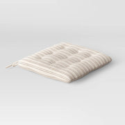 Threshold Cotton Striped Indoor Seat Cushion, Black and Natural, Square 15in x 15in x 2.1in