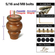 MAOHAM Wood Furniture Legs, Pack of 4, Round Sofa Legs, Espresso Finish, 3.5 in, Mid Century Desk Replacement Parts for Dresser, Sideboard, Recliner, Couch