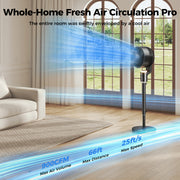 TASKBAY Pedestal Fan for Bedroom Air Circulator, 12 Speeds, 120 Horizontal and 90 Vertical Oscillation, Adjustable Height, Remote Control, RGB Ambient Light, 12-Hour Timer, Black, PF006