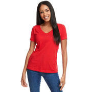 Next Level Women's Ideal V-Neck T-Shirt, Lightweight 60% Combed Ringspun Cotton 40% Polyester, Classic Fit, Short Sleeve, Red, N1540