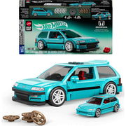 Mattel Brick Shop Hot Wheels Custom 90 Honda Civic EF Building Toy Kit, 248 Pieces, Collectible Model Car Set, JHF62