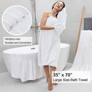Jessy Home Oversized Blue Bath Towel Set, 8 Piece, 600 GSM Microfiber, Extra Large Bath Sheets 35