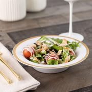 Blue Sky Disposable Soup Bowls, 12oz Heat Resistant Plastic, White with Gold Rim, Pack of 10, 3892