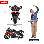 TCARAIWEN 24V Kids Motorbike Aprilia Licensed Ride on Toy, Black