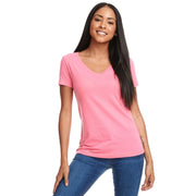 Next Level Women's Ideal V-Neck T-Shirt, Classic Fit, Hot Pink, Lightweight Cotton-Poly Blend, Sizes XS-3XL, N1540