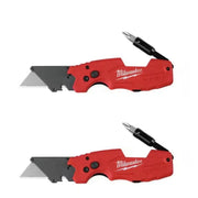 Milwaukee Fastback 6-In-1 Folding Utility Knife, Silver, Pack of 2, 48-22-1505D