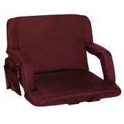 Seamander Large Size Foldable Stadium Chair, Padded Back Support, Six Reclining Positions, Burgundy, Lightweight Steel Frame, SFT600BG