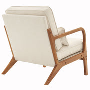UBesGoo LRC-17DF Modern Linen Fabric Upholstered Comfy Reading Accent Chair with Solid Wood Frame Beige