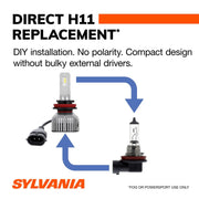 Sylvania H11 LED Fog Lights, 6000K Cool White, Long-Lasting, No Polarity, DIY Upgrade for Cars and Trucks