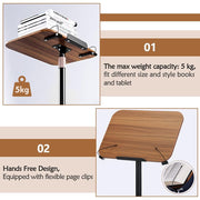 IAJXWI Floor Book Stand, Adjustable Height Wooden Reading Holder with Page Clips, Black