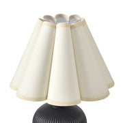Home Decor Collection Black Ceramic Table Lamp with Off-White Scalloped Shade, 12.5 in, Contemporary Style