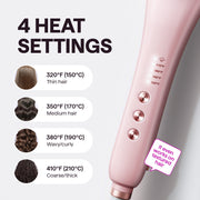 Wavytalk B390 Pro Steam Hair Straightener Brush, Hydro-Infusion Technology, Anti-Scald Design, Pink, 12 in, 4 Temperature Settings