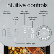 Chefman Crispinator Air Fryer, 8 Quart Capacity, 6 Cooking Functions, 1700W DC Motor, 450F Max Temperature, Nonstick Ceramic Basket, Built-In Viewing Window, Midnight