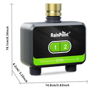 RainPoint Smart Bluetooth Hose Timer, 2 Outlet Watering Controller, App Control, Green