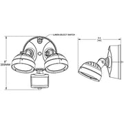 Cooper Lighting Solutions HALO TGS Twin Round Bronze Motion Sensor LED Floodlight, Lumen Selectable 1500-2500 Lumens, 4000K Cool White, Wall Mount TGS2S402MRRB