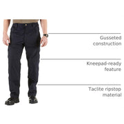 5.11 Tactical Taclite Pro Ripstop Cargo Work Pants, Lightweight, Dark Navy, 40W x 30L, 8 Pockets, Regular Fit, 74273ABR