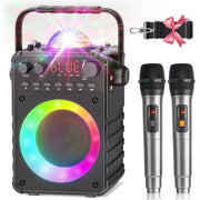 BONAOK BONAOK Karaoke Machine Portable Bluetooth Karaoke Speaker with 2 Wireless Microphones and LED Lights