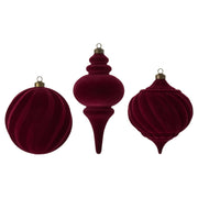 My Texas House Red Flocked Christmas Ornaments, Set of 3 - Assorted Shapes