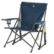 GCI Outdoor Kickback Rocker Foldable Rocking Camp Chair, Patented Spring-Action Technology, Heathered Indigo or Blue Retro, Mid-Size, Portable