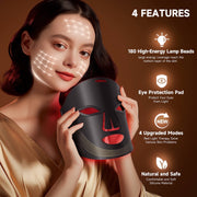 Morfone 05MRMBUSH-1 Red Light Therapy Face Mask, 4 Modes LED Skin Care Device, Portable Silicone, Remote Control, Pink, 05MRMBUSH-1