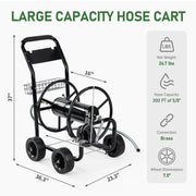 Ktaxon Black & Green Hose Cart, Iron Construction with 4-Wheel Stability & Built-In Garden Hose