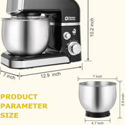 Kitchen in the Box Stand Mixer 3.2Qt Small Electric Food Mixer 6 Speeds Portable Lightweight Kitchen Mixer for Daily Use with Egg Whisk Dough Hook Flat Beater (Black)