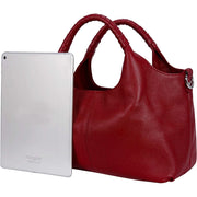 Feledorashia 20220808 Women Satchel Genuine Leather Top Handle Handbag Large Work Tote Shoulder Bag Crossbody Purse Red
