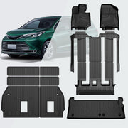 AOMSAZTO FM-TO-026-ZH-3-Sienna Car Floor Mats, Cargo Liner, and Backrest Mat Set, Custom Fit for Toyota Sienna 2021-2024 7-Seat Without Spare Tire, TPE All-Weather Protection
