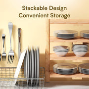 HadinEEon Porcelain Dinnerware Set, 18-Piece Plates and Bowls Set & 20-Piece Silverware Set, White - Microwave Safe