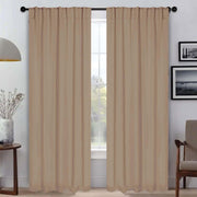 Home City Inc. Solid Blackout Back Tab Curtain Panel Set, Thermal Insulating, Smoked Ash, 52 in x 108 in, 2 Pack