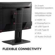 ViewSonic VG2240 22-Inch Full HD 1080p LED Monitor, 100Hz Refresh Rate, USB Hub, HDMI DisplayPort VGA Inputs, Ergonomic Stand