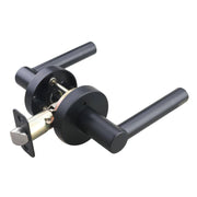 Ewing Privacy Set - Round Rosette - Round Rod Lever Handle - Matte Black