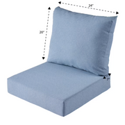 Better Homes & Gardens Outdoor Deep Seat Cushion, 24 x 24 in, 2-Piece Set, Blue, Foam Core, Fade Resistant