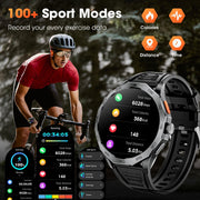 Haulvean Military Smart Watch for Men, 1.85-Inch HD Touchscreen, Wireless Call, 100+ Sport Modes, Heart Rate Monitor, Zinc Alloy Case, Black
