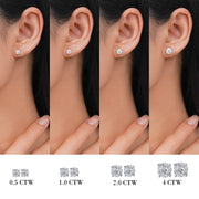JeenMata RHJGJneprtranmn302 0.5 Carat Princess Cut Moissanite Solitaire Stud Earrings, 4 Prong Setting, 18K White Gold Plating, VS Clarity, Screw-Back RHJGJneprtranmn302