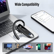 Aptkdoe Bluetooth Headset H08, Single-Ear Wireless Earpiece with ENC Noise Canceling Mic, 20H Talk Time, 180H Standby, Black