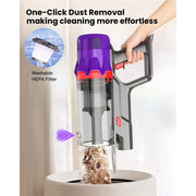 Hosaud Cordless Stick Vacuum Cleaner, 45KPA Suction, 550W Motor, 50-Min Runtime, Lightweight, Purple