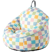 IDEA NUOVA INC WK660838 Room Revival Compressed Foam Bean Bag Chair for Kids, Rainbow Checkerboard, 24 in x 27 in x 26 in