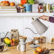 Beautiful 19456 1-Liter Electric Gooseneck Kettle 1200 W Porcini Taupe by Drew Barrymore