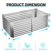 Land Guard Galvanized Metal Raised Garden Bed, 3 Pack, 6x3x2 ft, 2 ft Deep Root Elevated Steel Planter Box, Silver