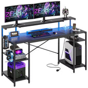 Bestier Gaming Desk with LED Light & Outlets