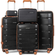 Joyway 005 5 Luggage Sets PP Hardside Spinner Luggage, Black - (20