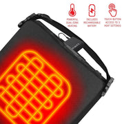 Chaheati 7V Rechargeable Battery Heated Seat Cushion with Touch-Button Control, Black, Adjustable Shoulder Strap, CHA-SC-7V-BK